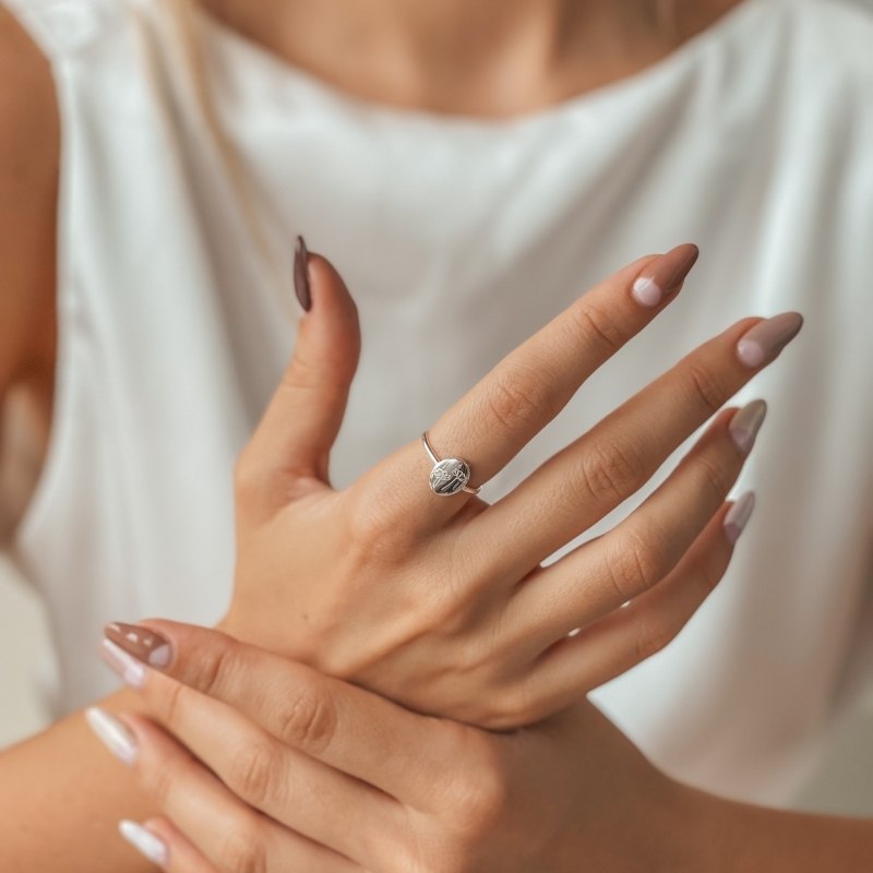 Srebrny pierścionek Birth Flower - Kosmos - Indira