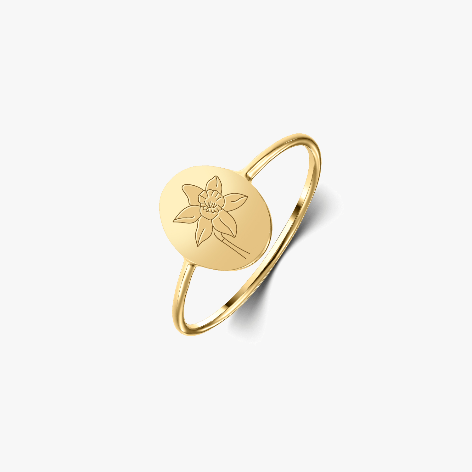 Srebrny pierścionek Birth Flower Golden - Marzec Żonkil - Indira