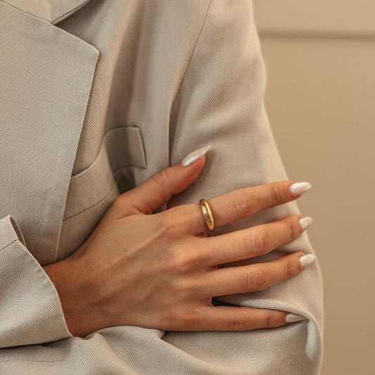 Inel din argint Golden Thin Dome - Indira