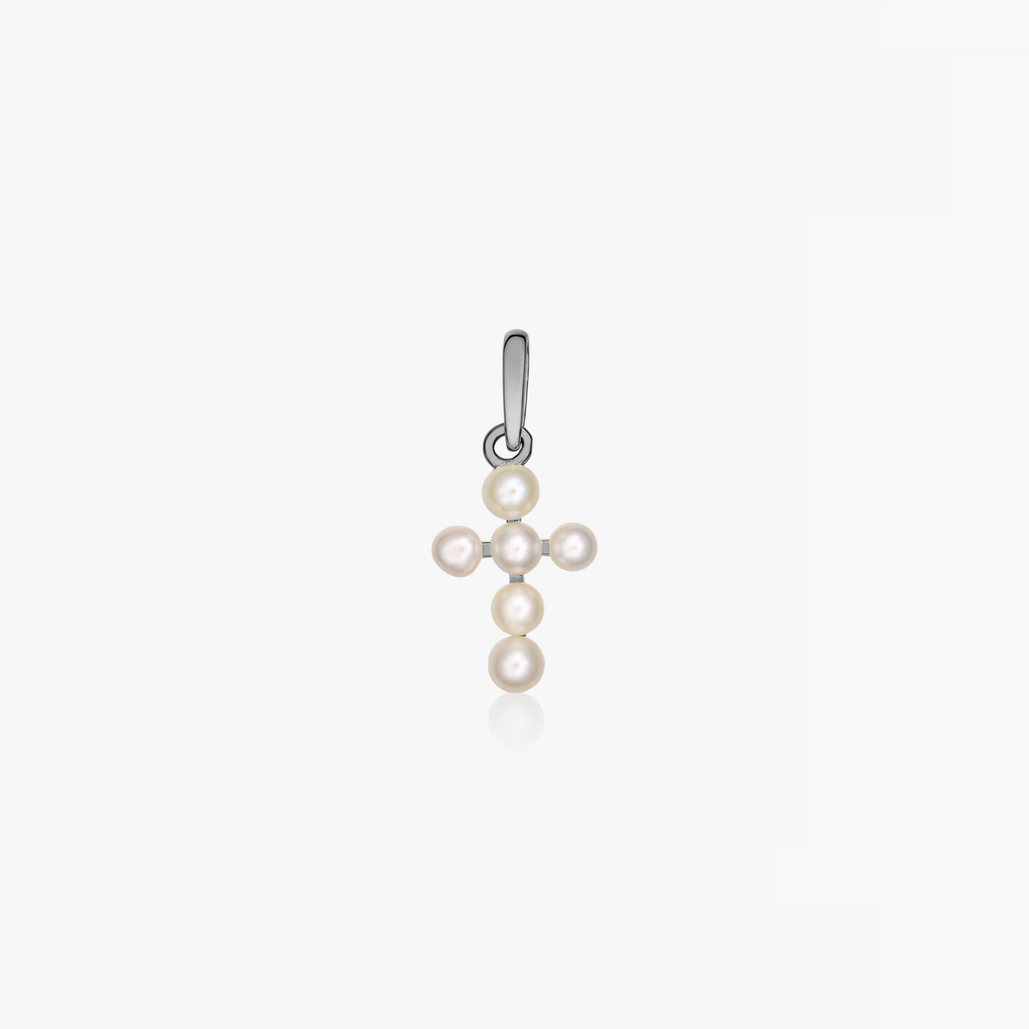 Wisiorek z białego złota Pearl Cross - Naturalne Perły - Indira
