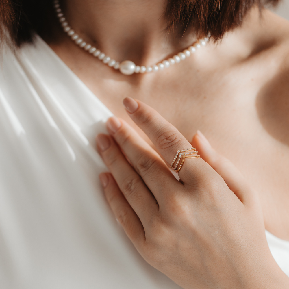 Srebrny pierścionek Golden Simple V - Cyrkonia - Indira