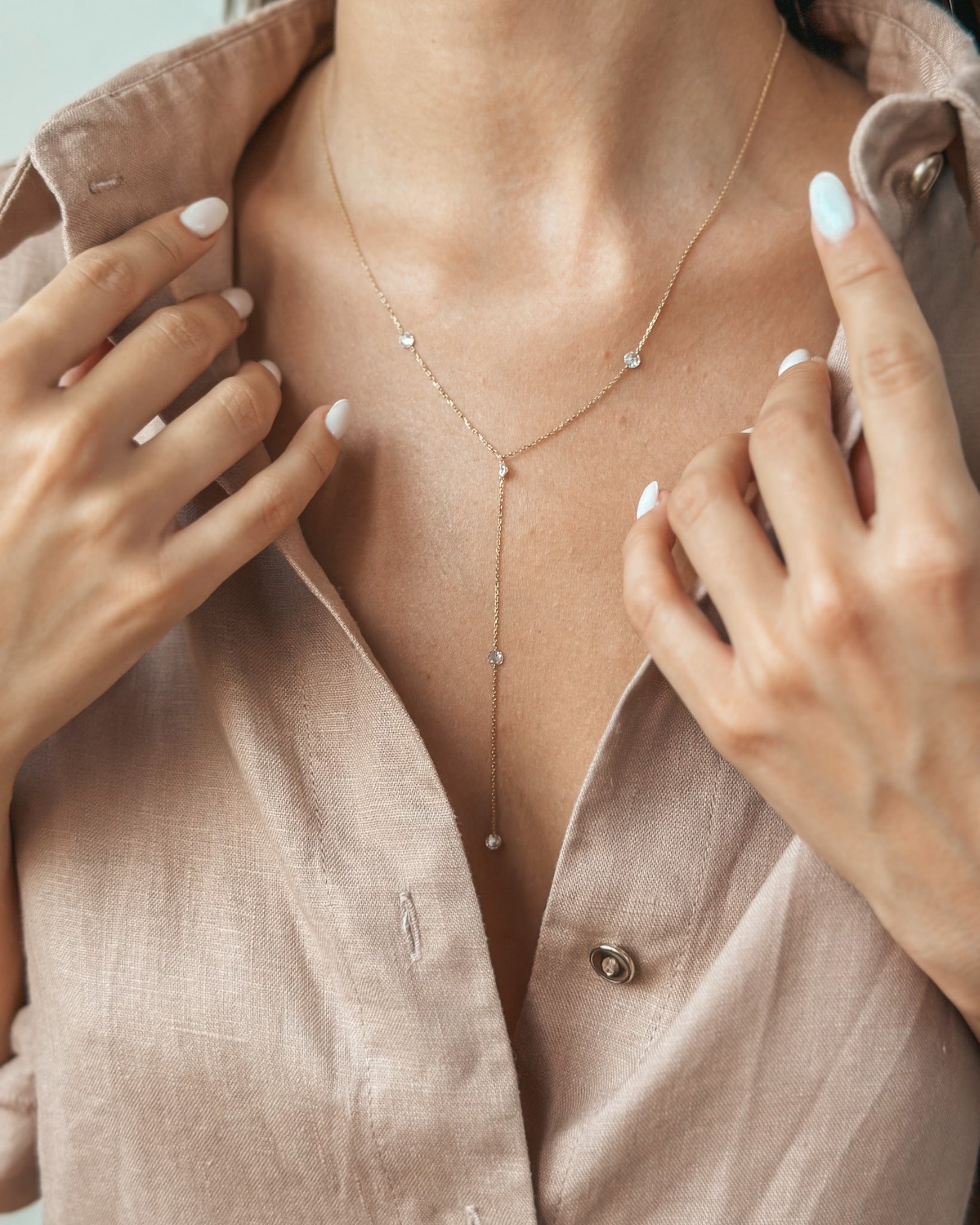 Naszyjnik z żółtego złota Diamond Drops - Diamenty - Indira