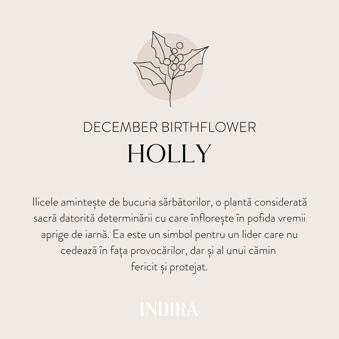 Bransoletka sznurkowa dla dzieci z białego złota Birth Flower - Grudzień Holly - Indira