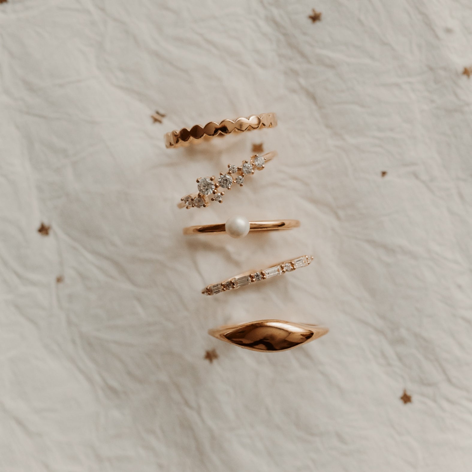 Inel din argint placat cu aur Dots - Indira