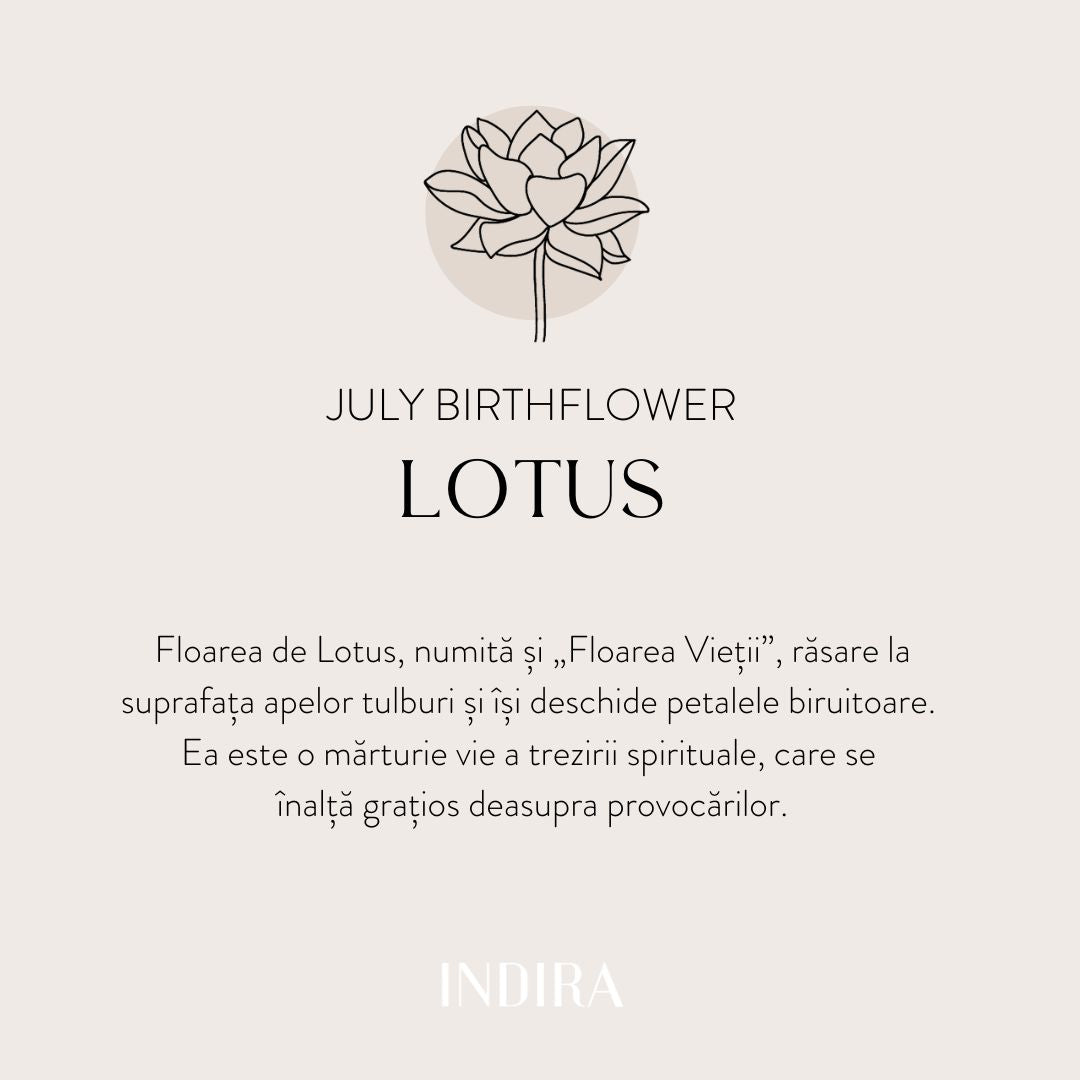 Złota bransoletka dla dzieci ze sznurkiem Birth Flower - Lipcowy Lotus - Indira