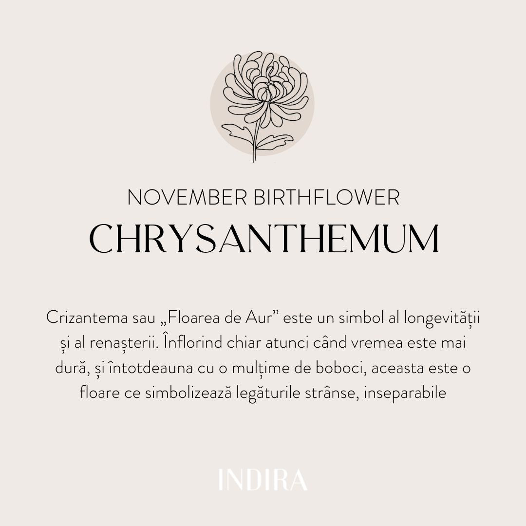 Naszyjnik ze srebra Birth Flower Golden - Listopadowy Chryzantema - Indira