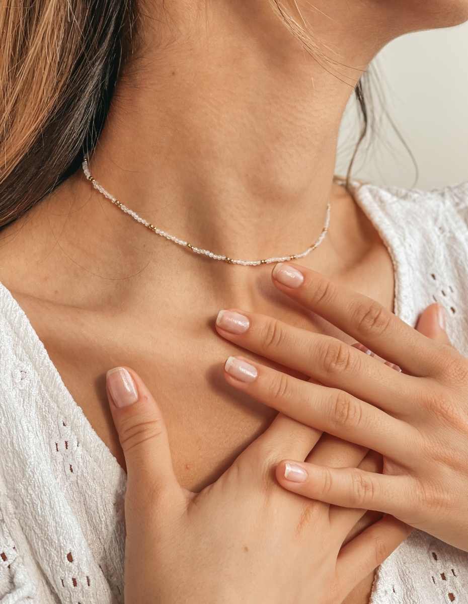 Naszyjnik srebrny Golden SummerScape – Kamień Księżycowy - Indira