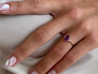 Promienny Złoty Pierścionek - Ametyst i Diamenty