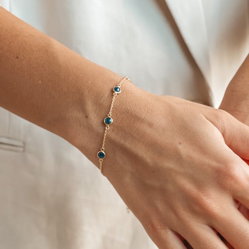 Srebrna bransoletka Birthstone Golden September - Szafir - Indira