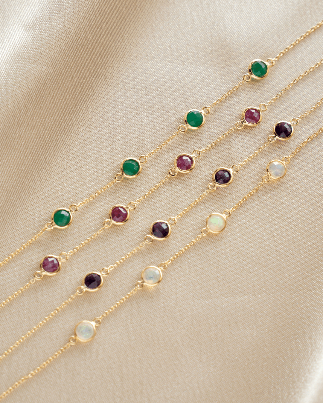 Srebrna bransoletka Birthstone Golden February - Ametyst - Indira