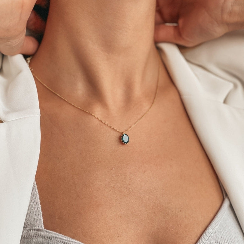 Srebrny naszyjnik Golden Serene - Blue London Topaz - Indira