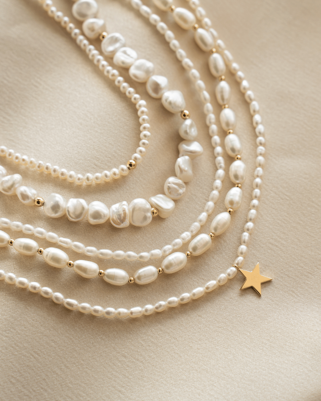 Naszyjnik złoty Tiana Golden - Naturalne Perły - Indira