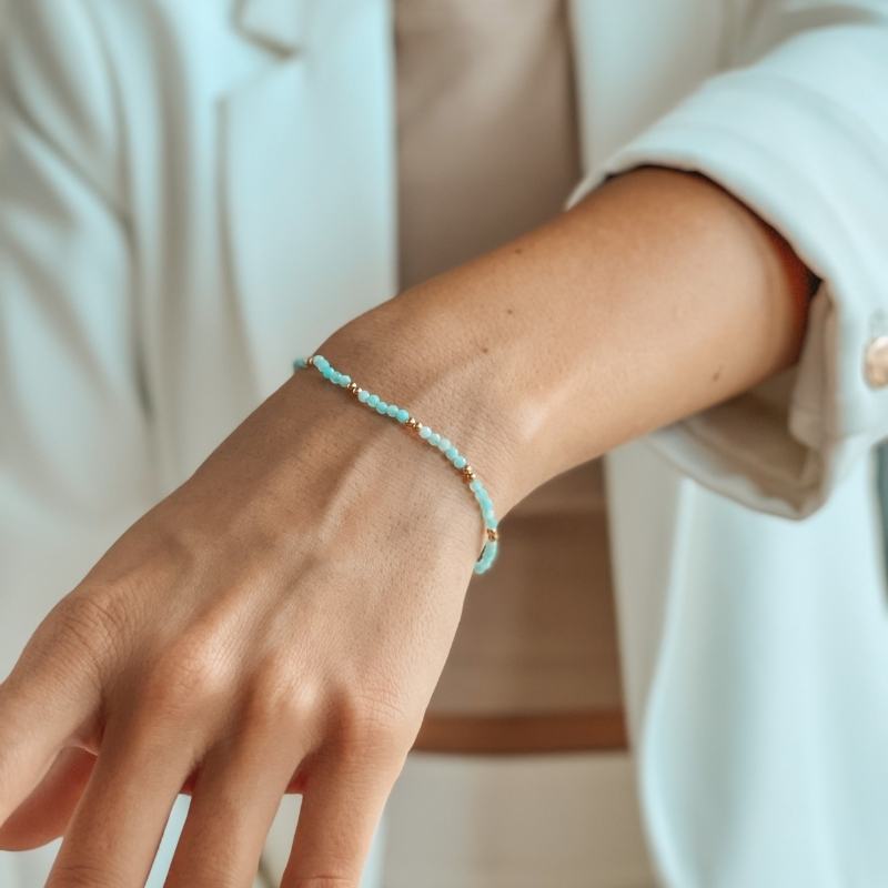 Bransoletka ze srebra Golden SummerScape - Amazonit - Indira