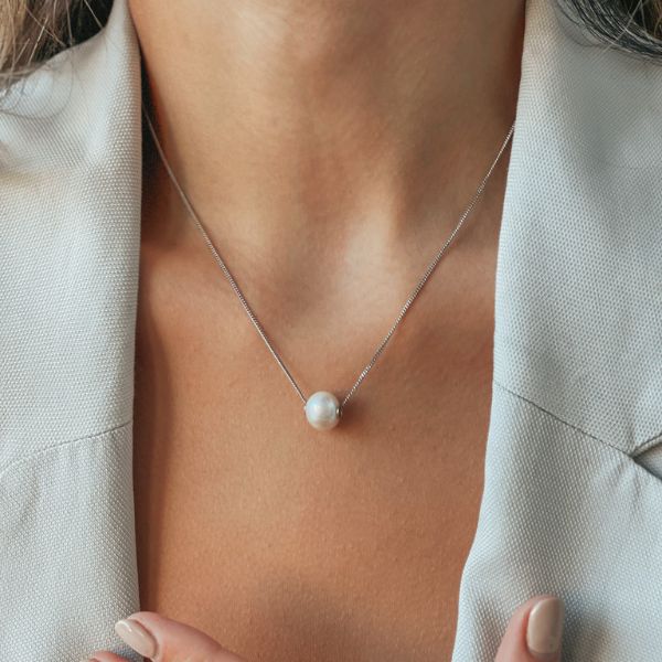 Naszyjnik srebrny Ruth - Naturalne Perły - Indira