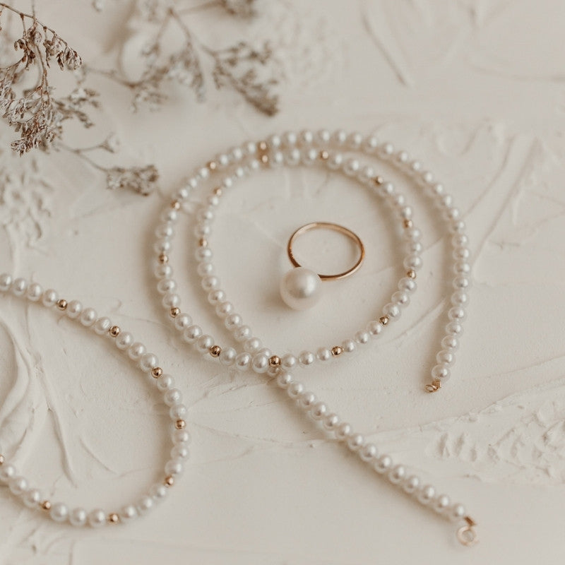 Naszyjnik złoty Golden Sonet - Naturalne Perły - Indira