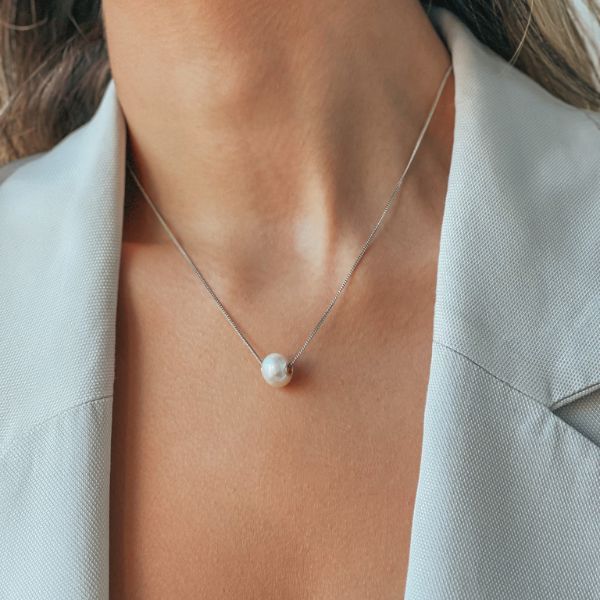 Naszyjnik srebrny Ruth - Naturalne Perły - Indira