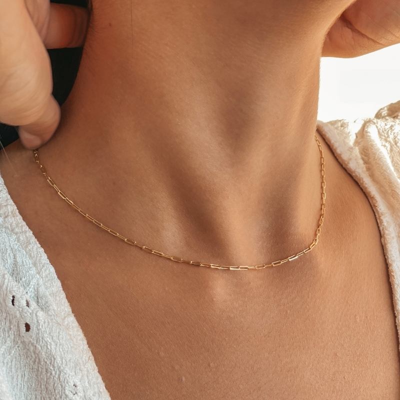 Naszyjnik srebrny choker Golden Paperclip - Indira