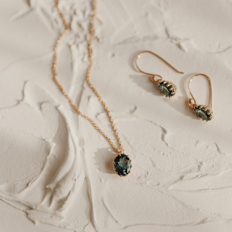 Naszyjnik srebrny Golden Serene - Topaz Blue London - Indira