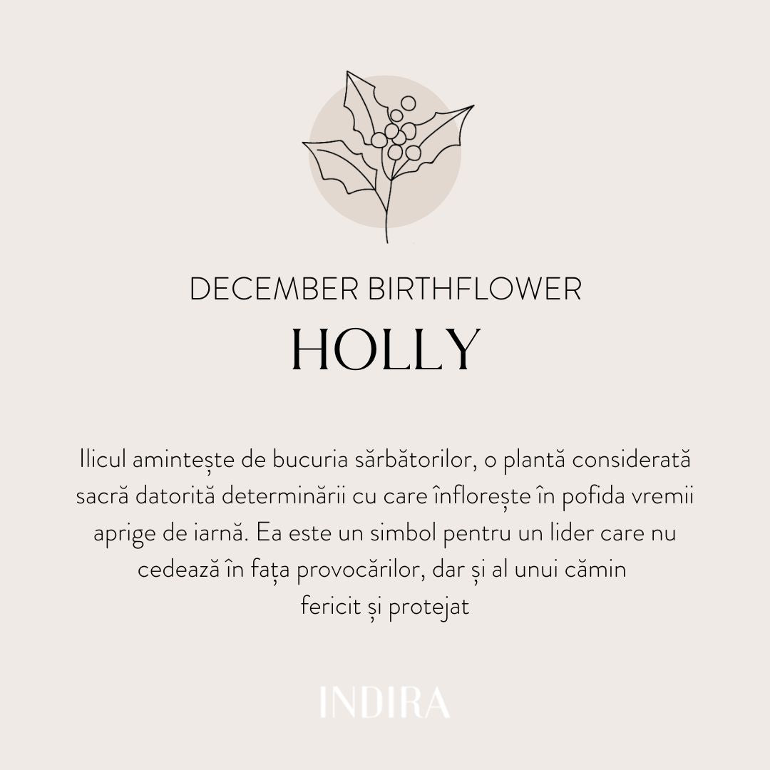 Naszyjnik ze srebra Birth Flower Silver - Grudniowy Ostrokrzew - Indira