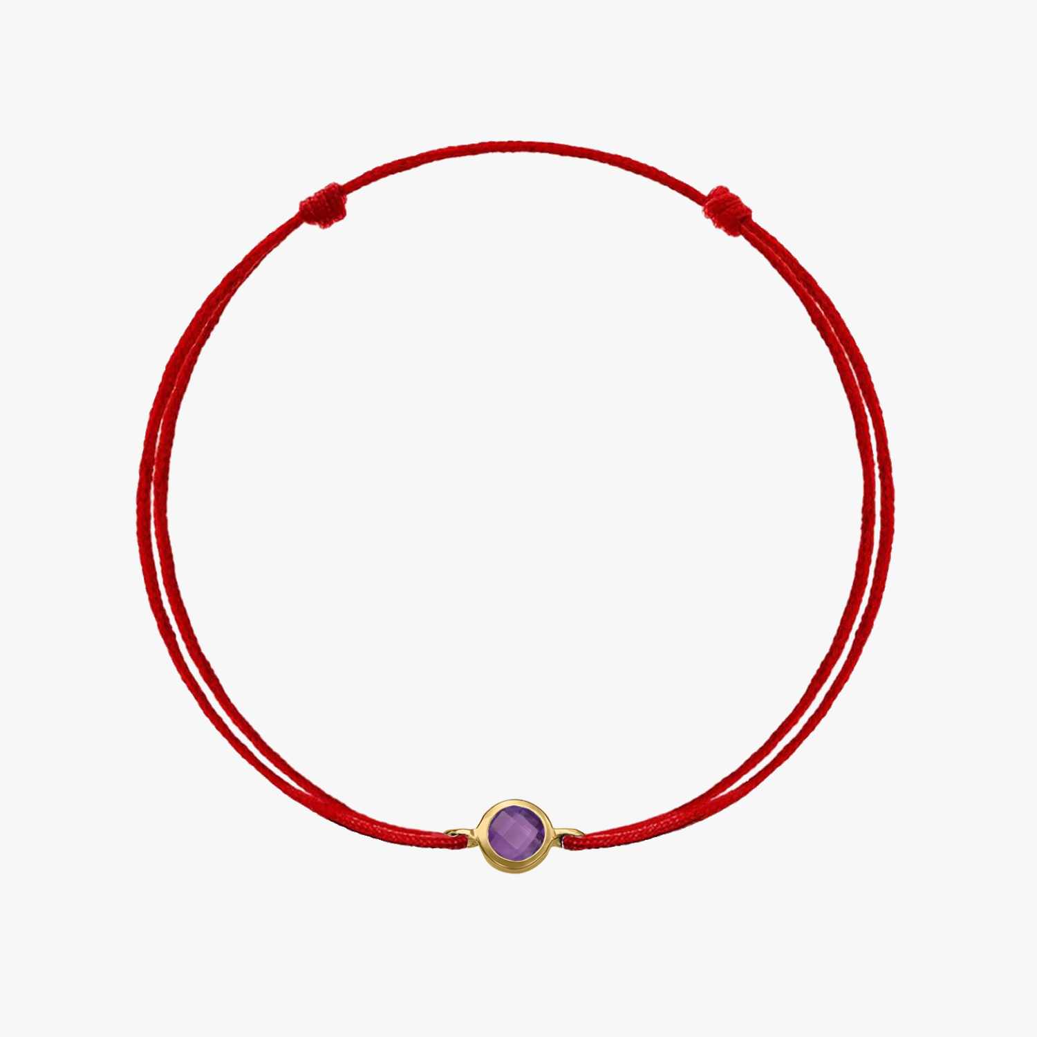 Srebrna bransoletka na sznurku Birthstone Golden February - Ametyst - Indira
