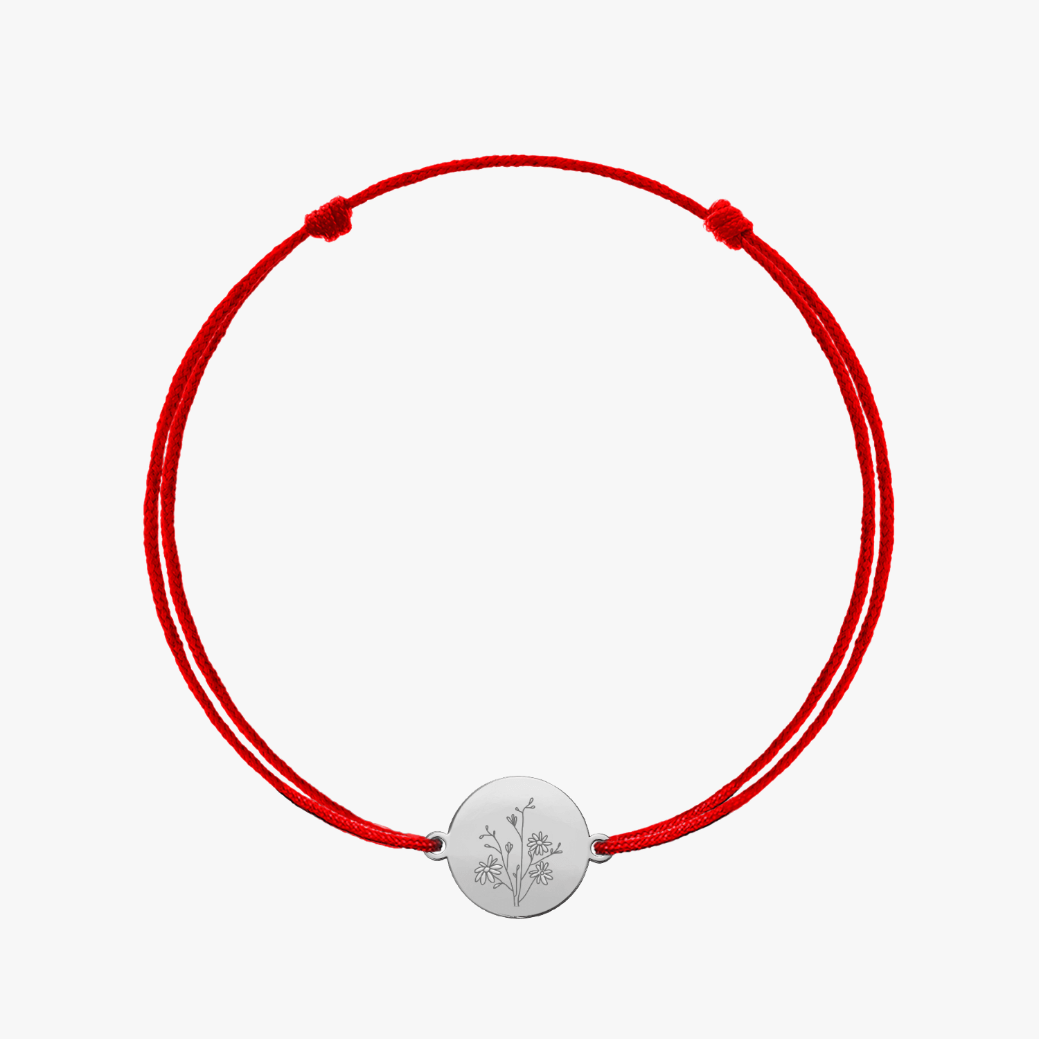Bransoletka sznurkowa z białego złota Birth Flower - Wrzesień Aster - Indira