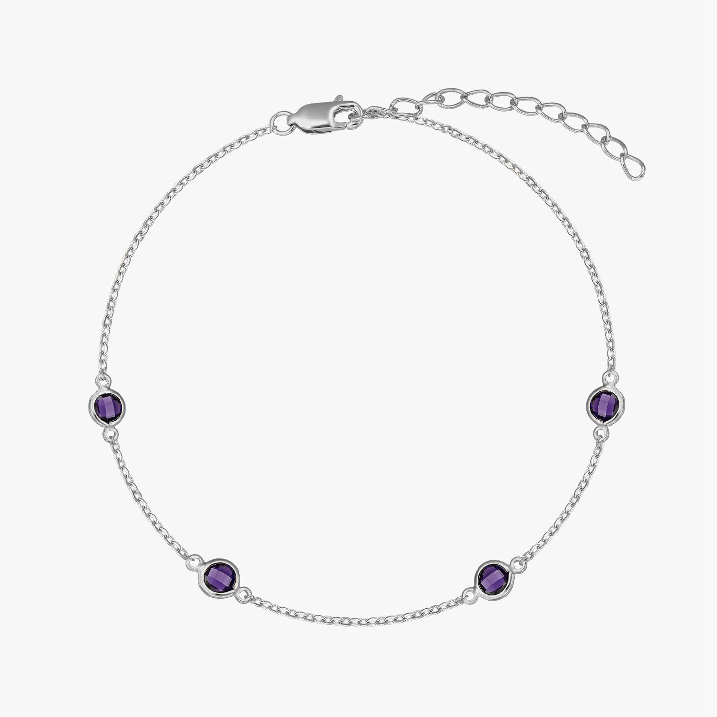 Srebrna bransoletka Birthstone Luty - Ametyst - Indira