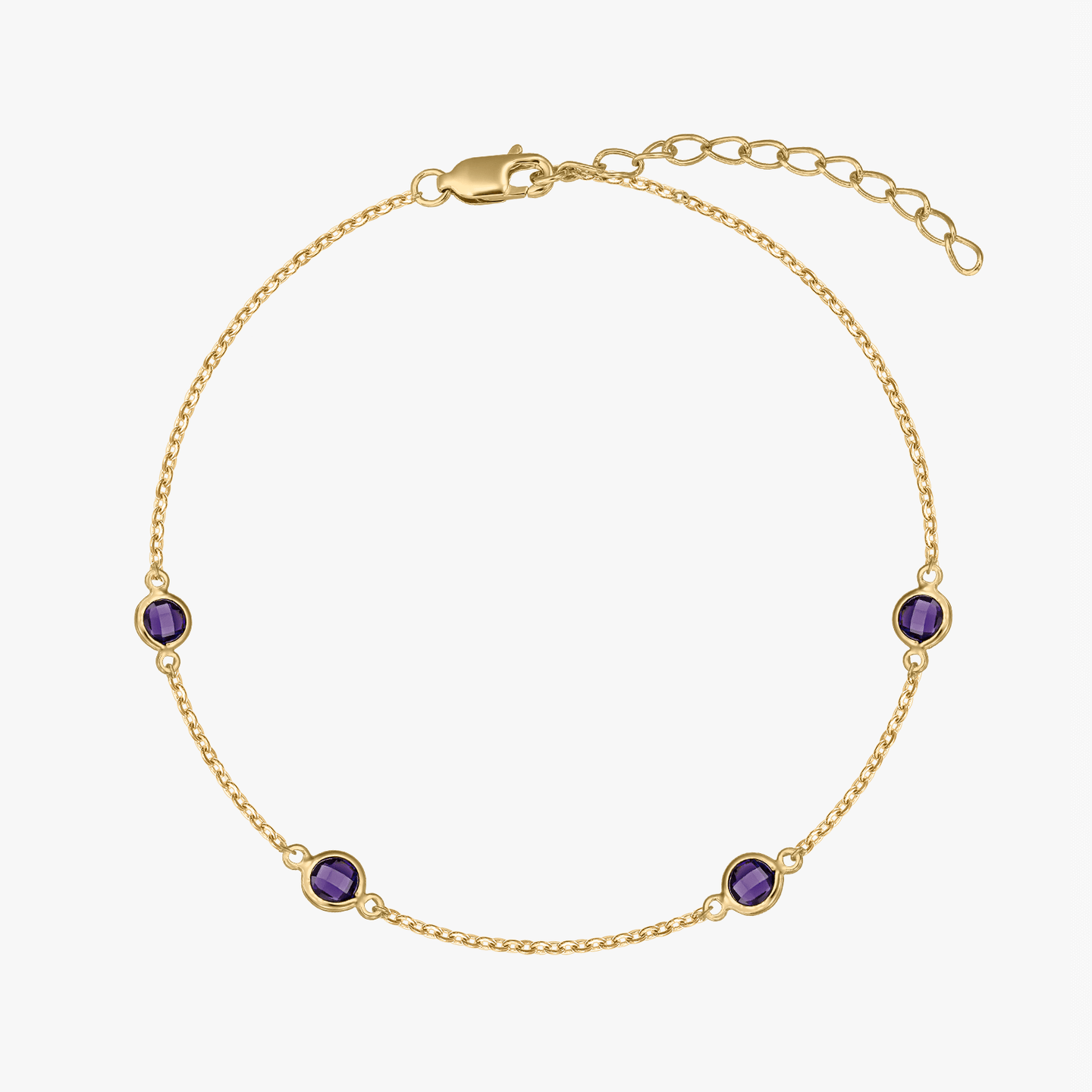 Srebrna bransoletka Birthstone Golden February - Ametyst - Indira