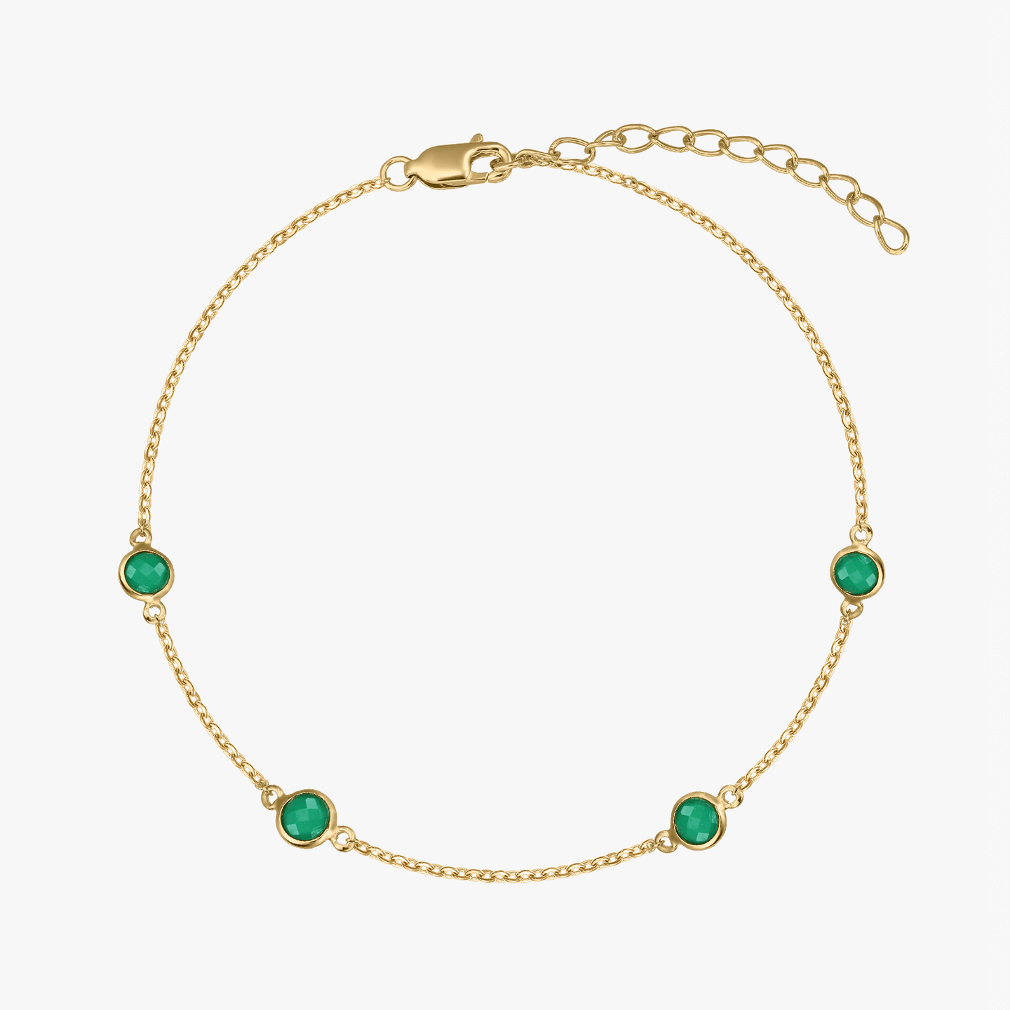 Srebrna bransoletka Birthstone Golden May - Zielony Onyks - Indira
