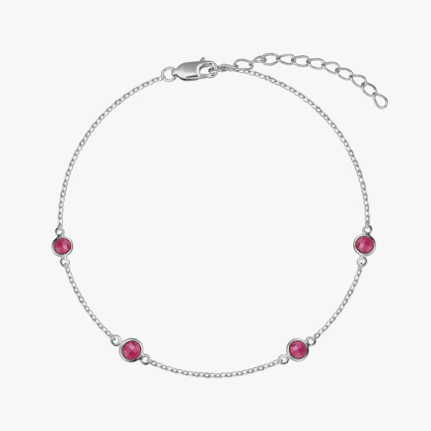 Srebrna bransoletka Birthstone July - Rubin - Indira