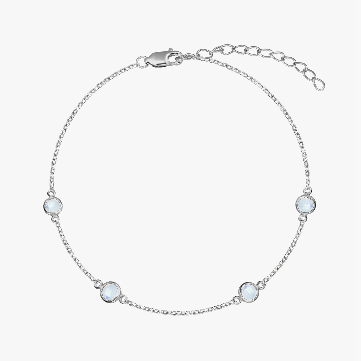 Srebrna bransoletka Birthstone Czerwiec - Kamień Księżycowy - Indira