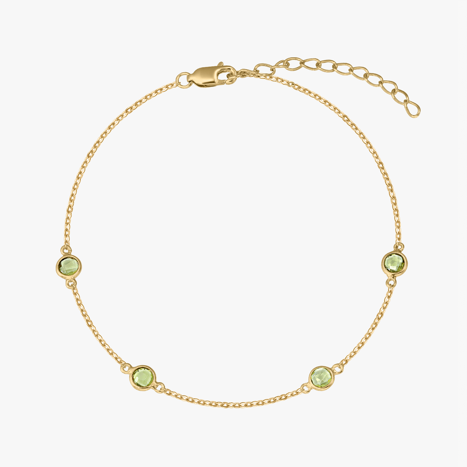 Srebrna bransoletka Birthstone Golden August - Peridot - Indira