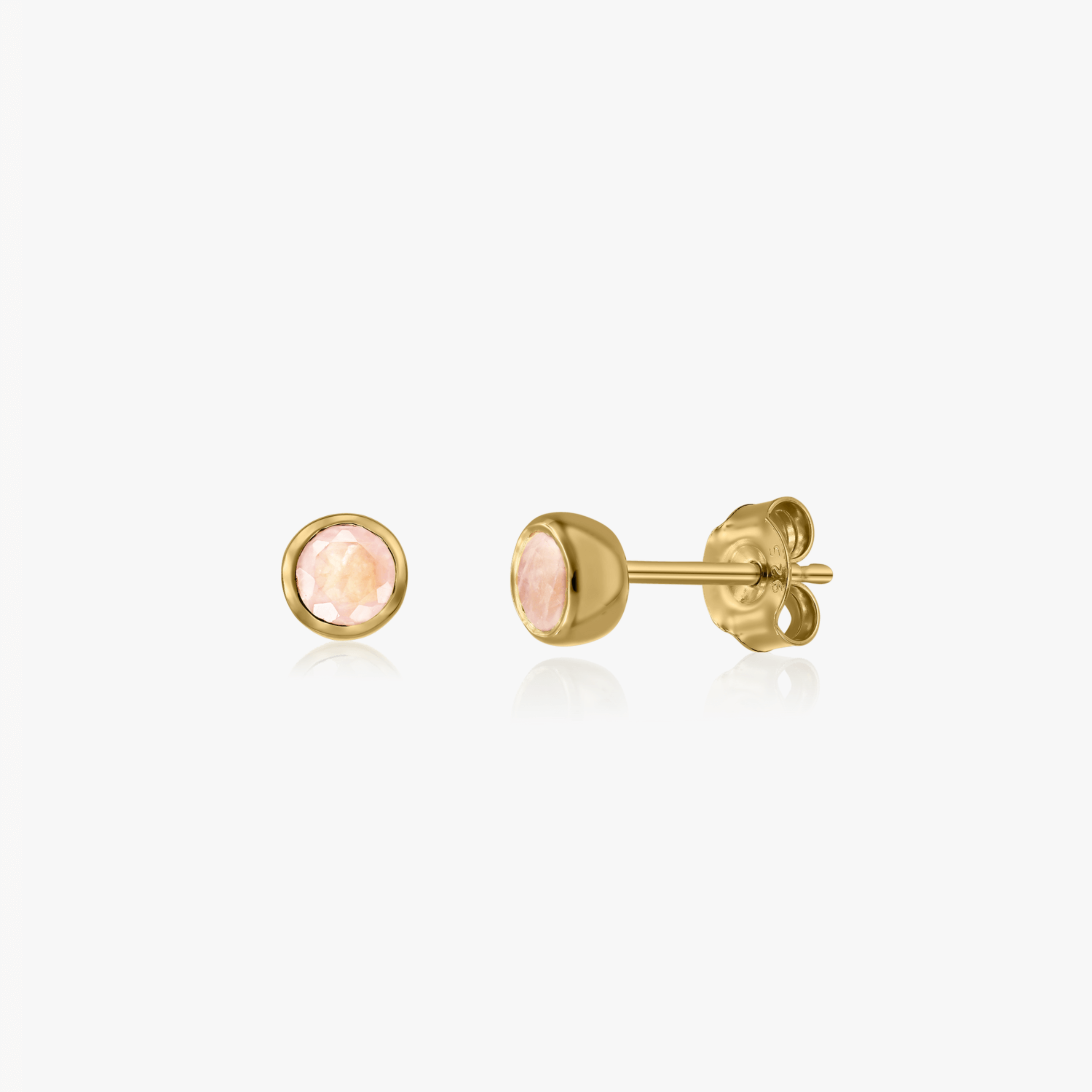 Kolczyki ze srebra Birthstone Golden - Różowy Kwarc - Indira