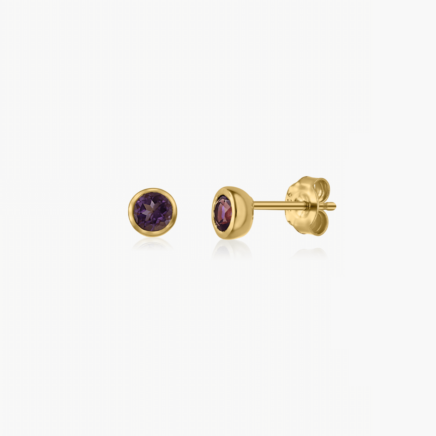 Srebrne kolczyki Birthstone Golden February - Ametyst - Indira