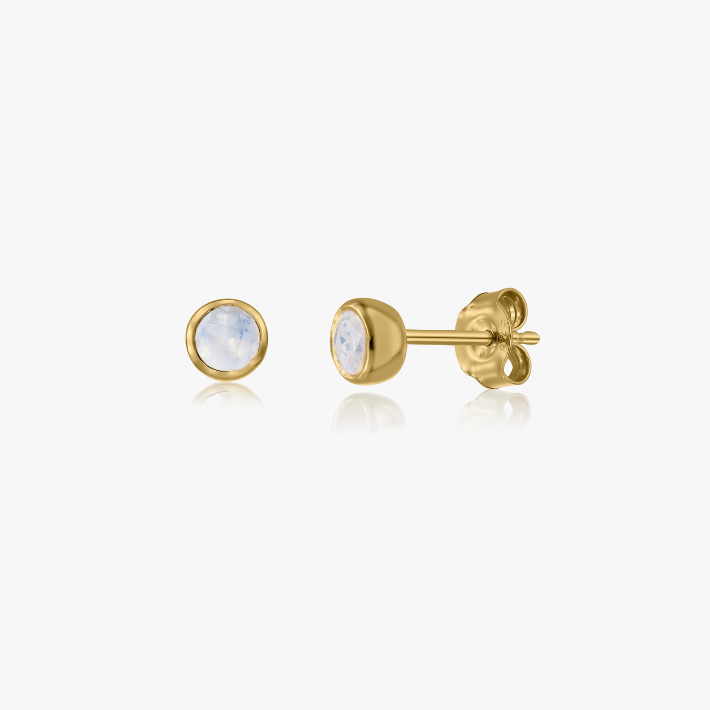 Srebrne kolczyki Birthstone Golden June - Kamień Księżycowy - Indira