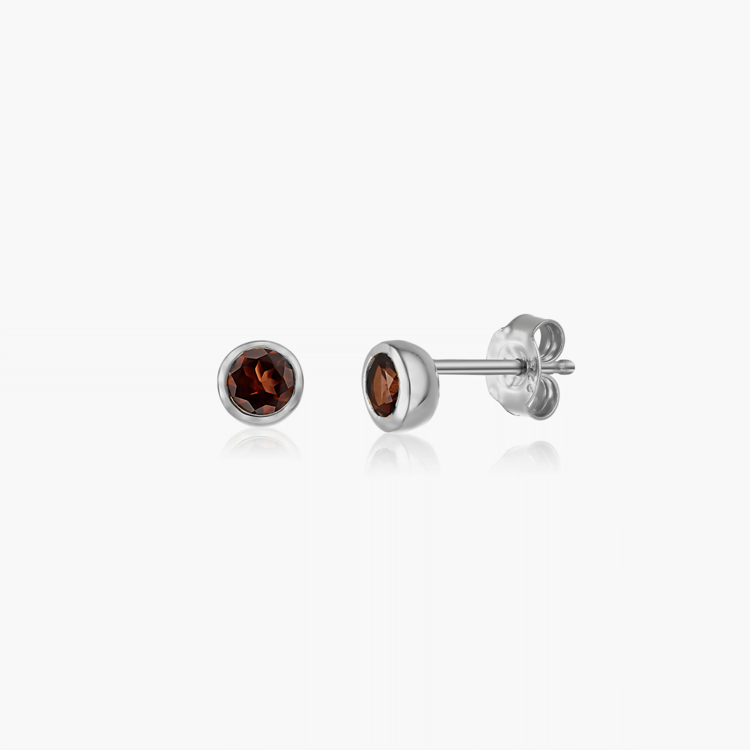 Kolczyki srebrne Birthstone January - Granat - Indira