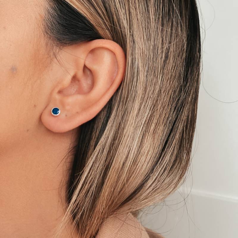 Kolczyki srebrne Birthstone Wrzesień - Lapis - Indira