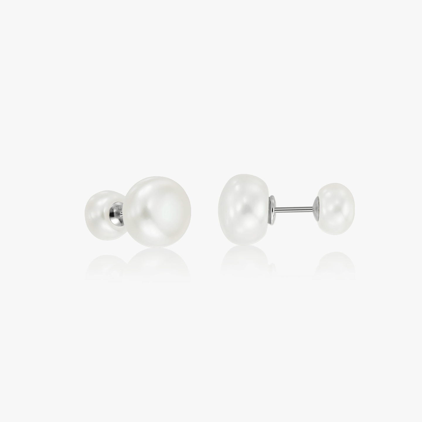 Kolczyki srebrne Double Pearl Studs - Naturalne Perły - Indira