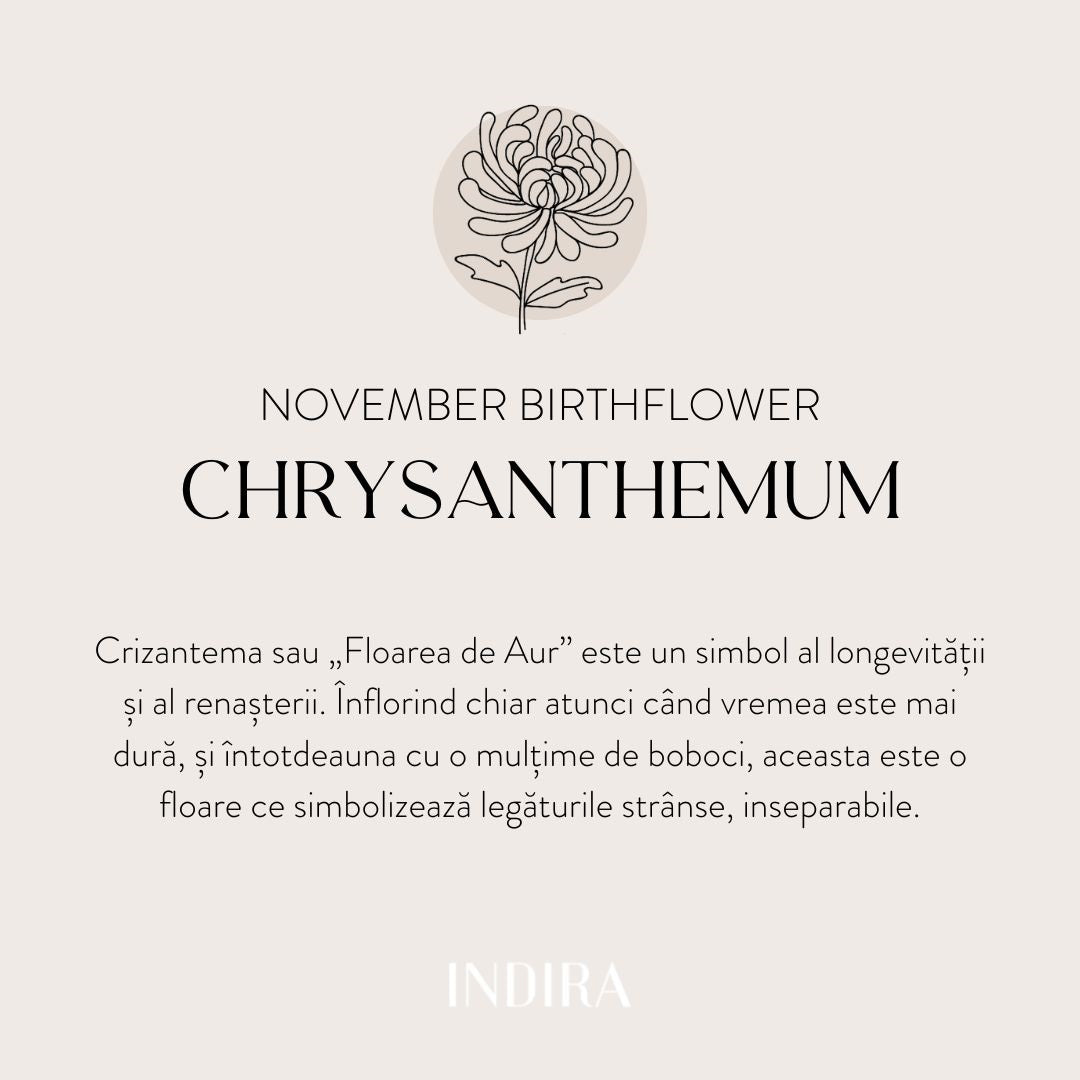 Srebrna bransoletka na sznurku Golden BirthFlower - November Chrysanthemum - Indira