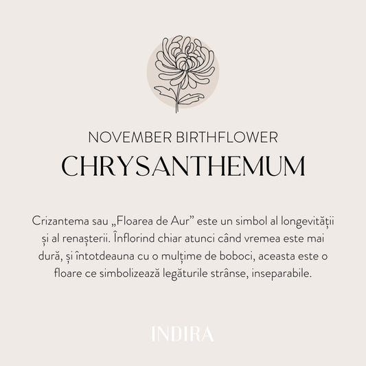Brățară șnur din aur alb Birth Flower - November Chrysanthemum - Indira