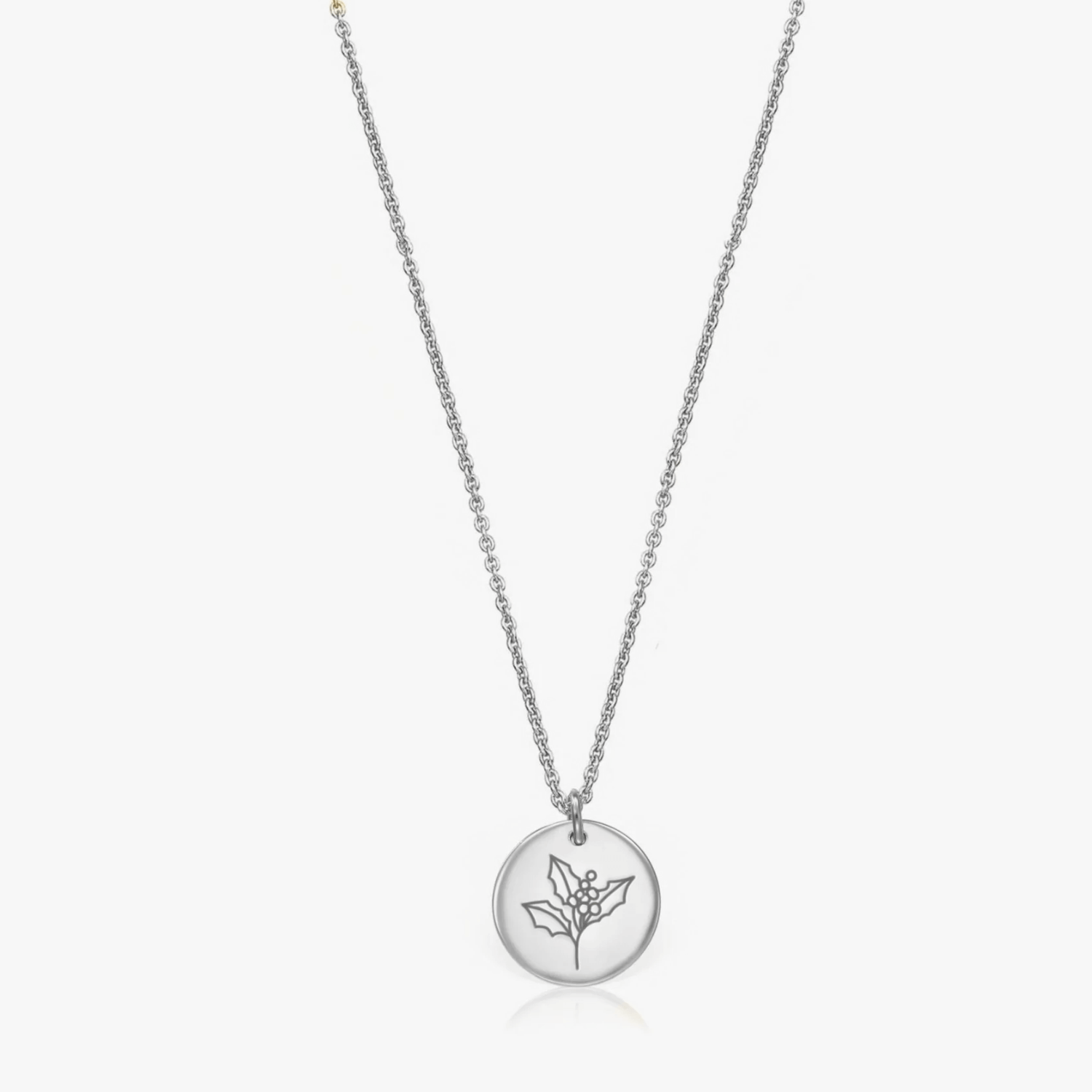 Naszyjnik srebrny Birth Flower Silver - Grudniowa Ostrokrzew - Indira