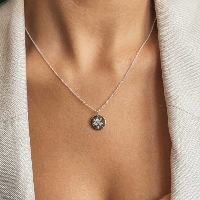 Srebrny naszyjnik Birth Flower Silver - Luty Iris - Indira