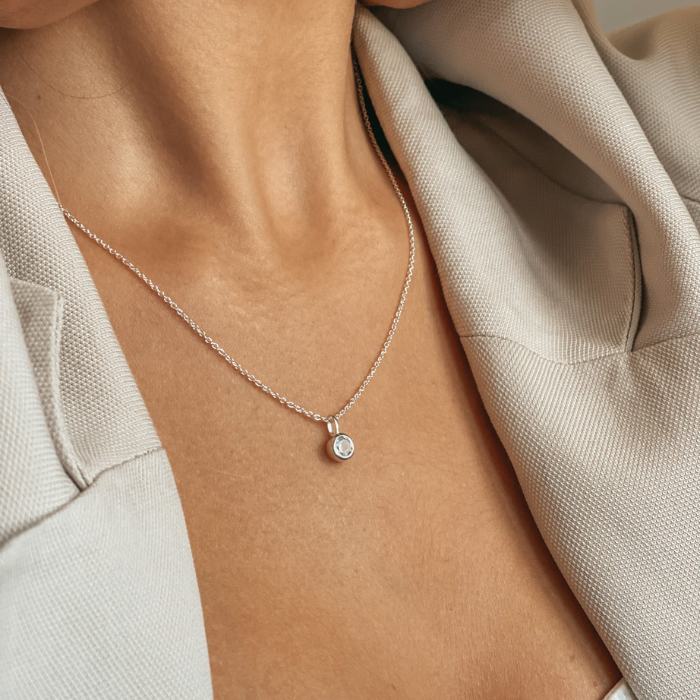 Naszyjnik srebrny Birthstone December - Niebieski Topaz - Indira