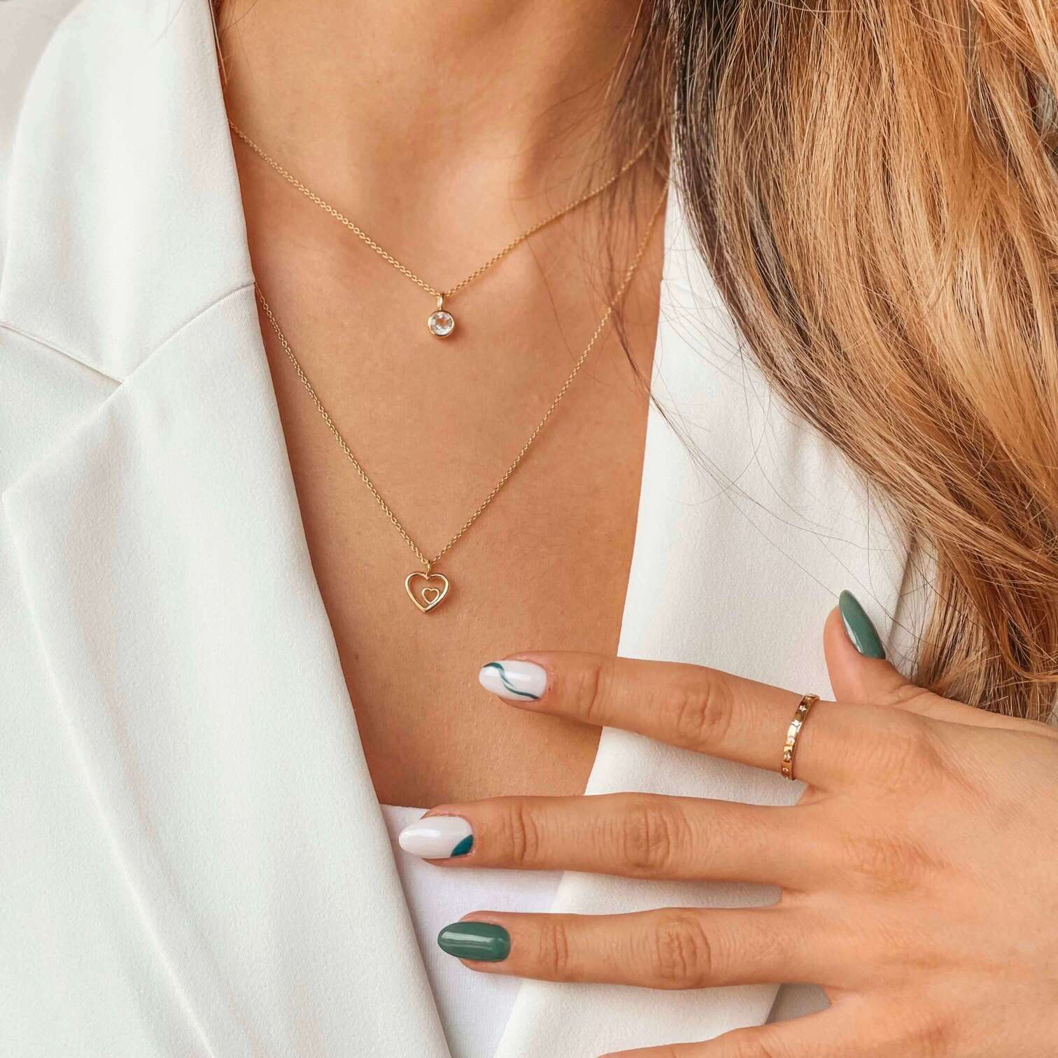 Naszyjnik ze srebra Birthstone Golden April - Biały Topaz - Indira