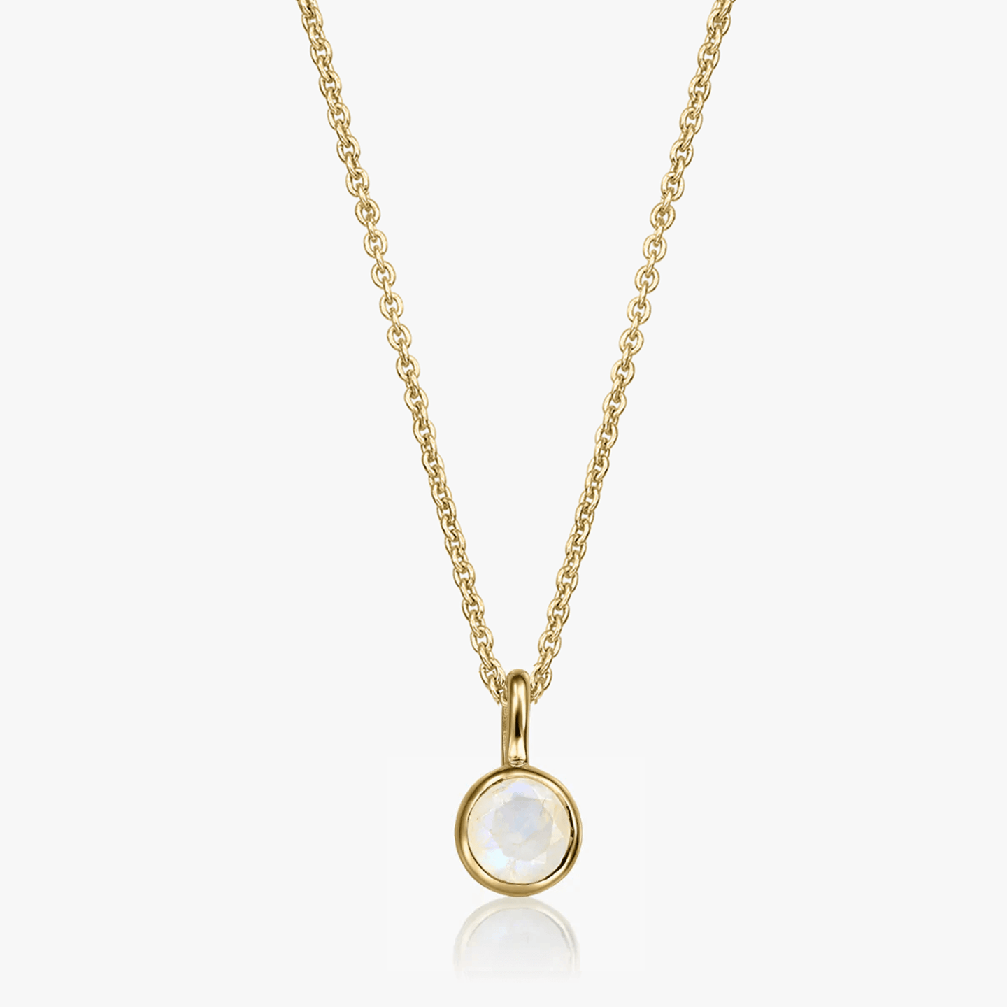 Srebrny naszyjnik Birthstone Golden June - Kamień księżycowy - Indira