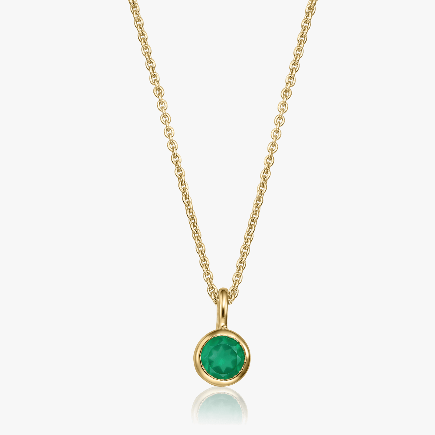Naszyjnik srebrny Birthstone Golden May - Zielony Onyks - Indira