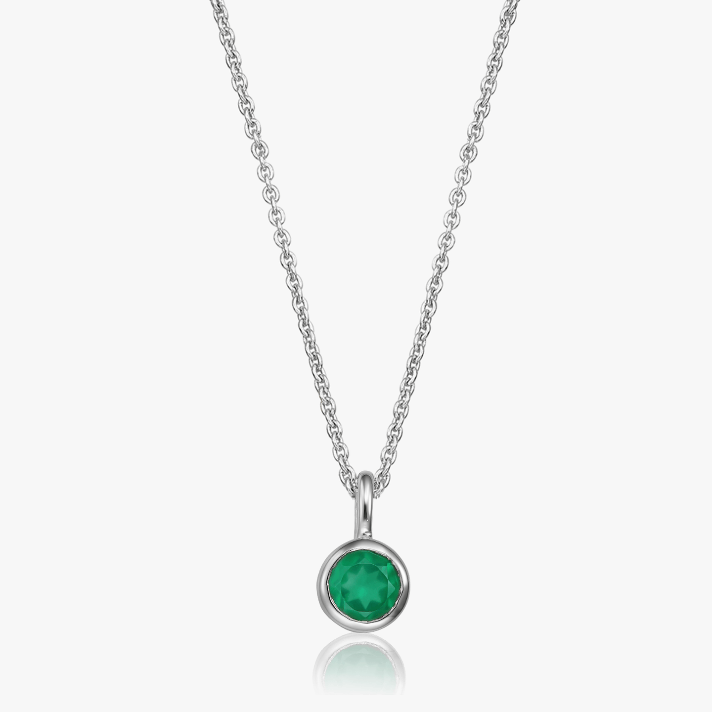Naszyjnik srebrny Birthstone May - Zielony Onyks - Indira