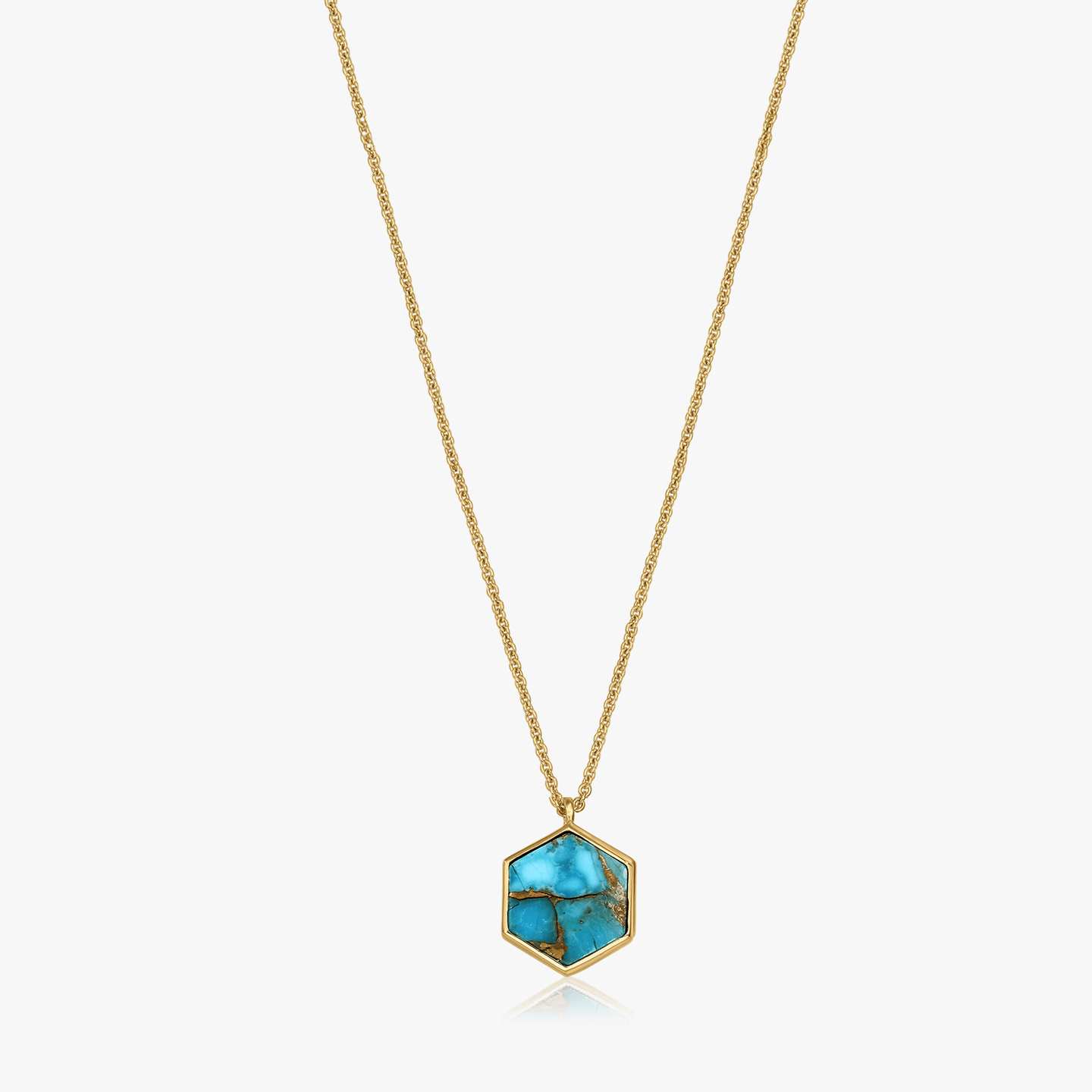 Naszyjnik ze srebra Golden Charlotte - Turkusowy Blue Copper - Indira