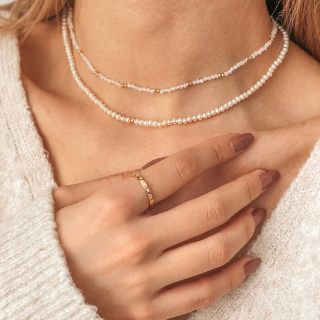 Naszyjnik ze srebra Golden SummerScape – Kamień Księżycowy - Indira