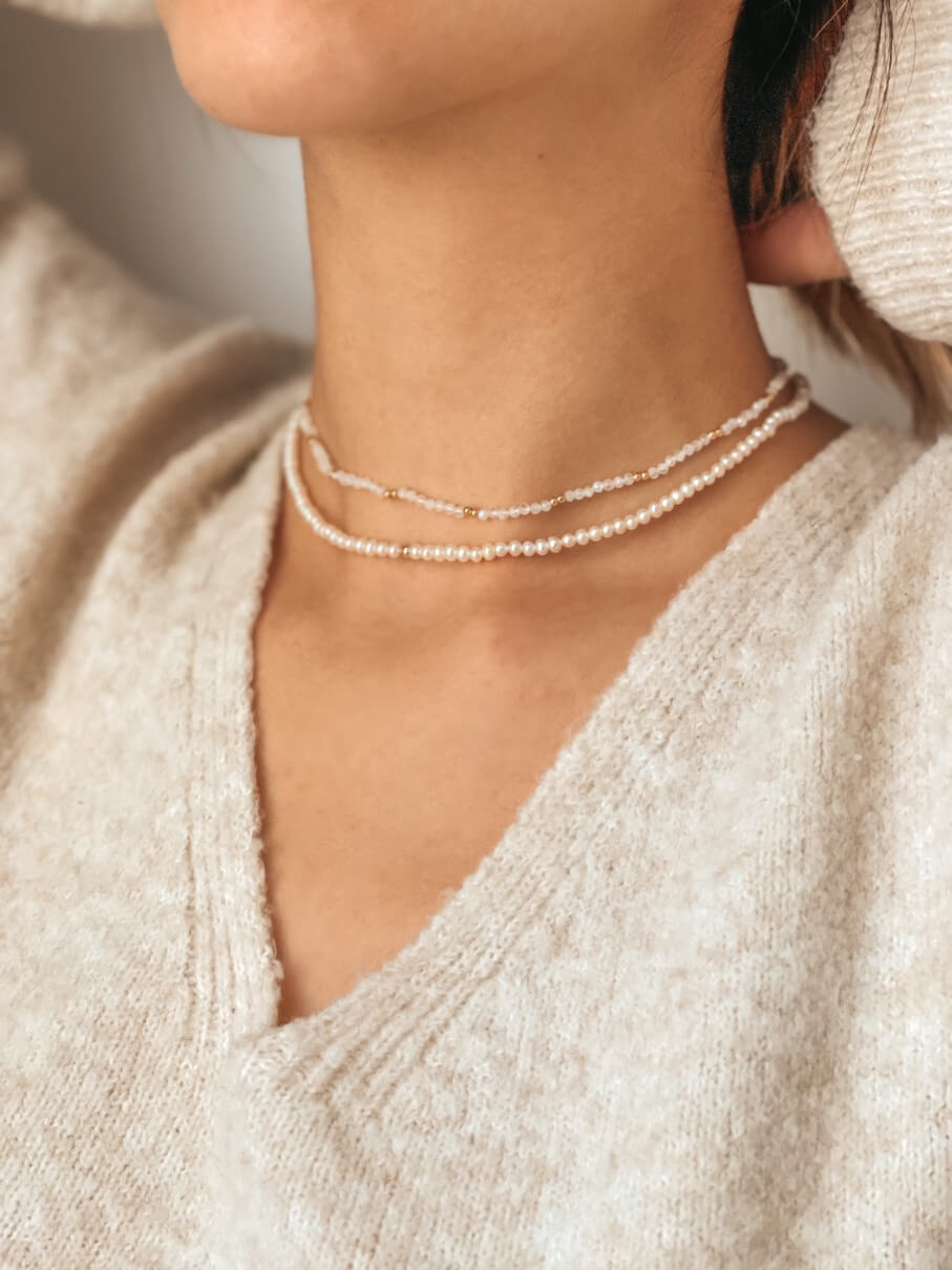 Srebrny naszyjnik Golden SummerScape – Kamień Księżycowy - Indira