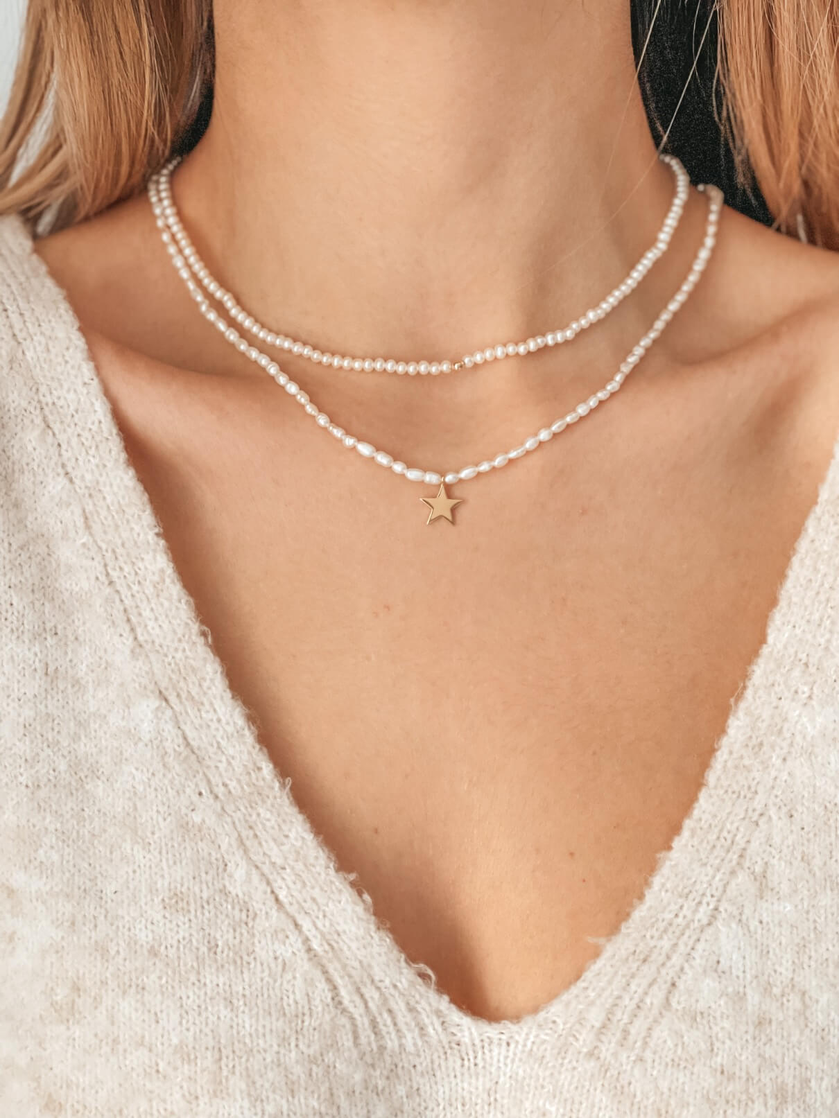 Naszyjnik złoty Tiana Golden - Perły Naturalne - Indira